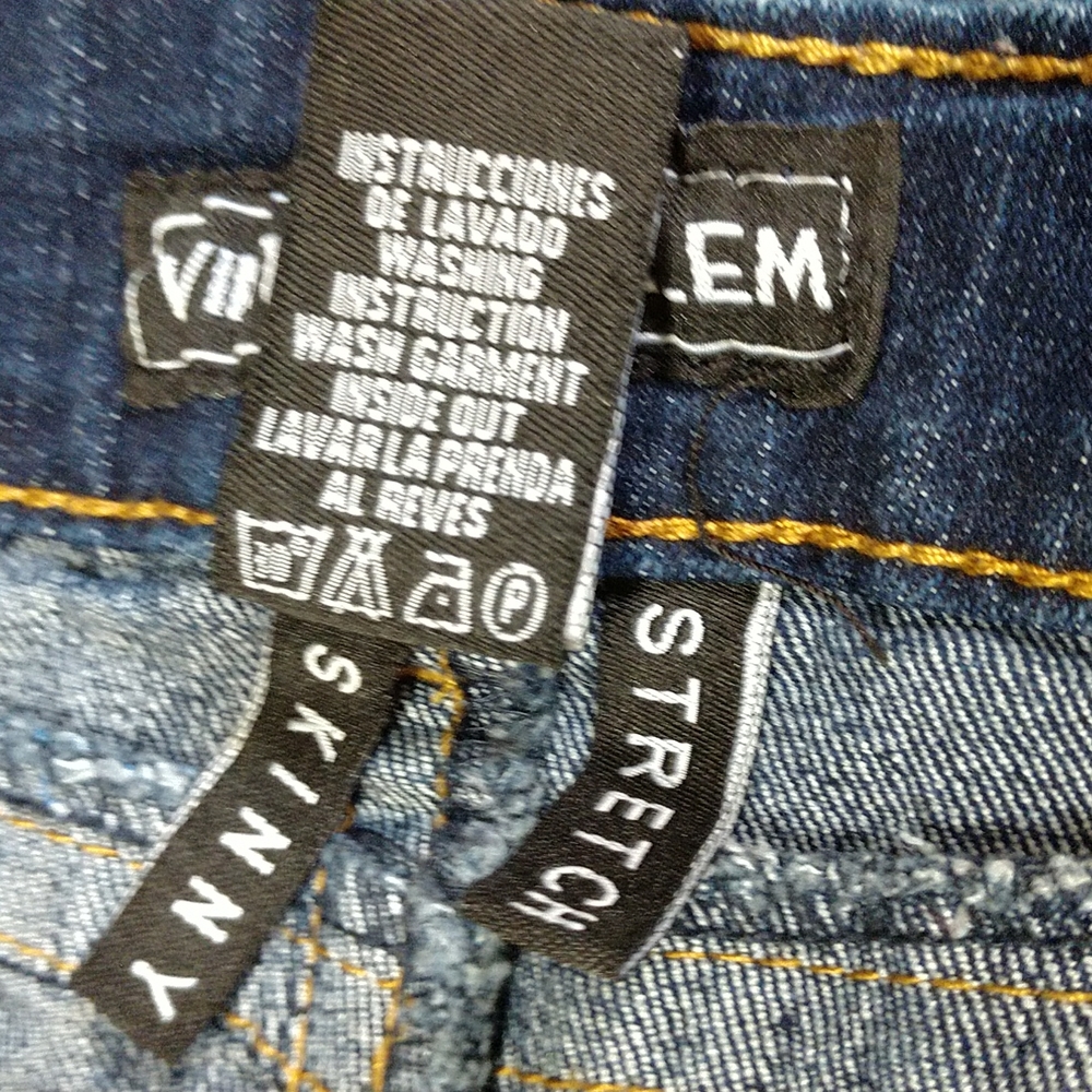 VINTAGE HARLEM Size 20 Dark Wash Skinny Distressed Jeans Stretch EUC - Picture 3 of 12